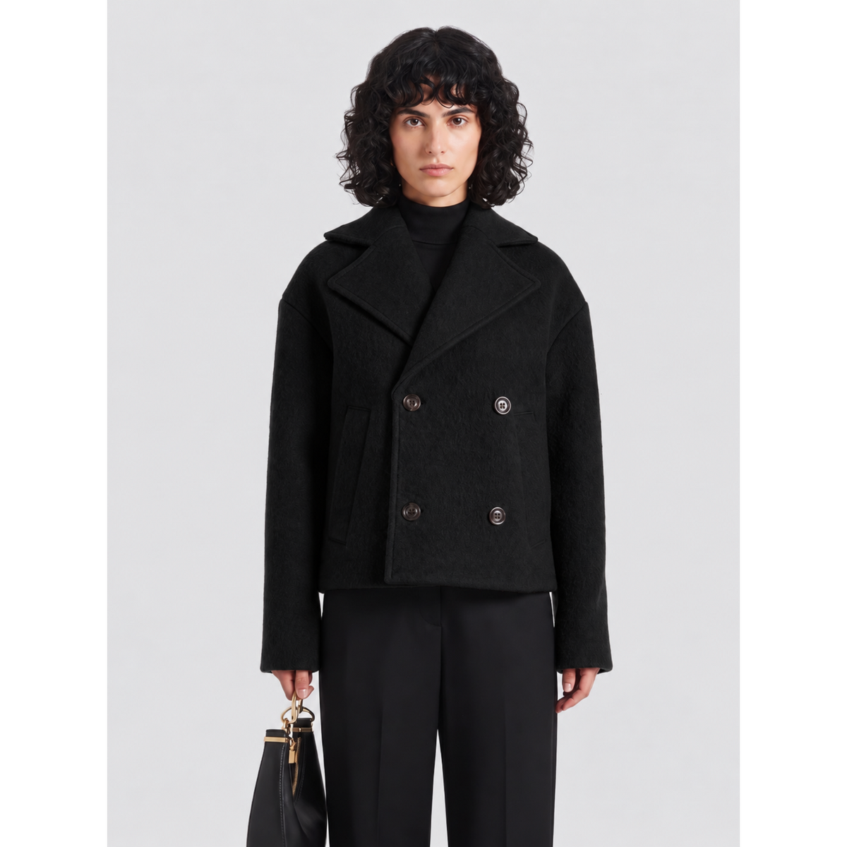 Wool Boxy jacket in black (Unisex)