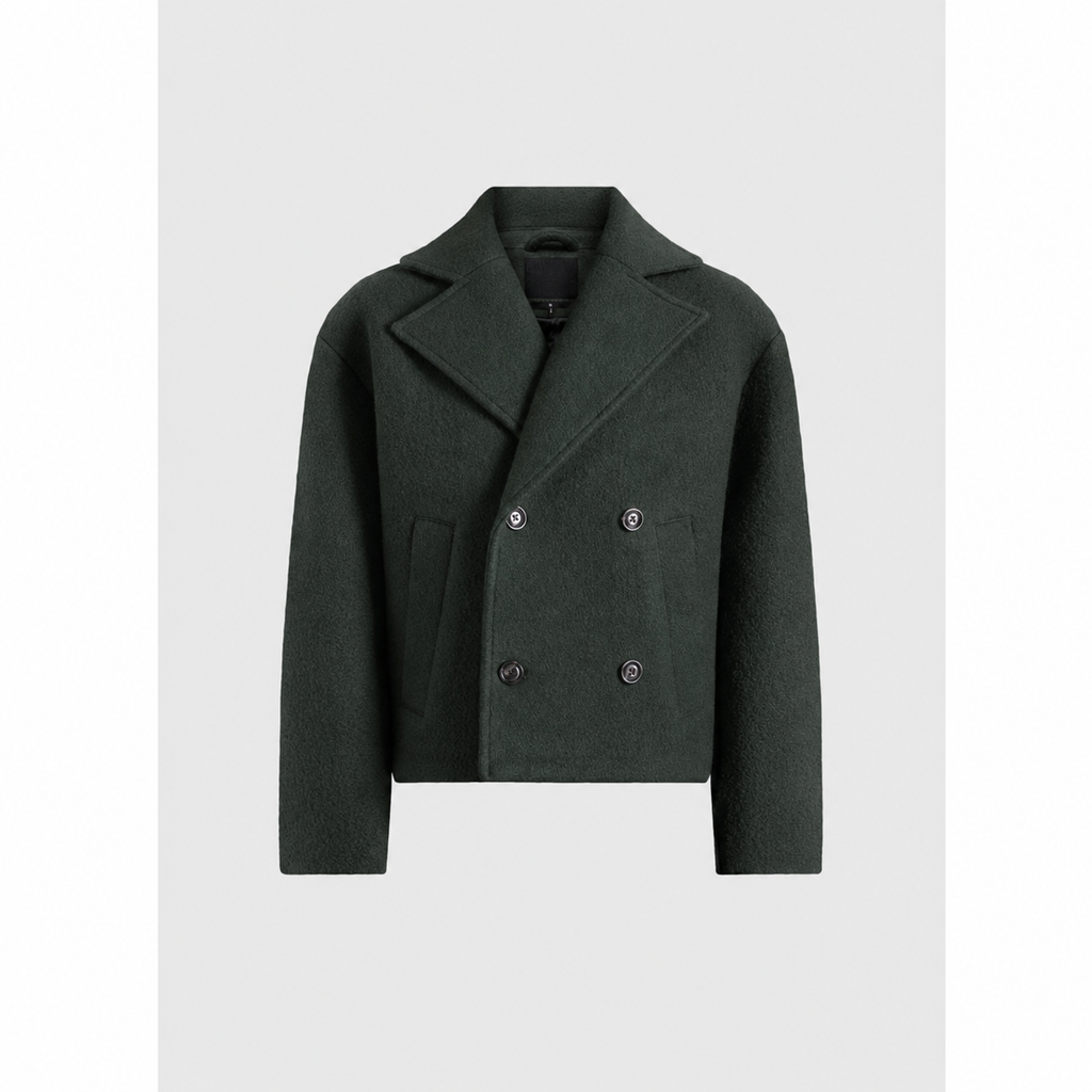 Wool Boxy jacket in dark forest (Unisex)